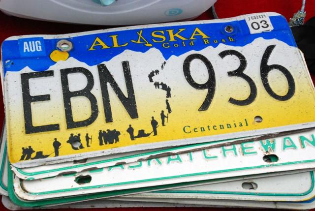 alaska gold rush centennial number plate